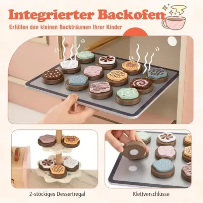 Copii Joacă Bucătărie cu Cooker & Light & Sound Bucătărie de lemn pentru 3 ani