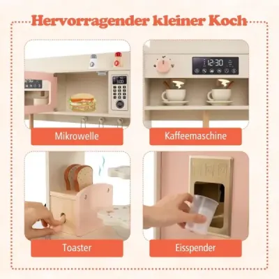 Copii Joacă Bucătărie cu Cooker & Light & Sound Bucătărie de lemn pentru 3 ani