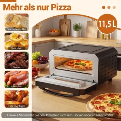 Electric interior cuptor cuptor pizza masă pentru pizza 30 cm cu 6 presetări Negru
