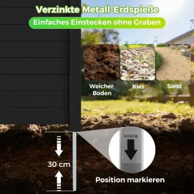 Gard de gradina cu 2 panouri rezistente la vreme gard laminate cu 3 poli negru