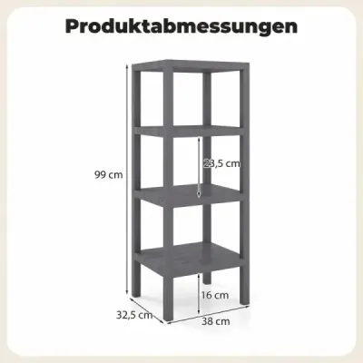 Stand stand independent din plastic 4 Stufiges Badregal Schmal raft de bucătărie gri