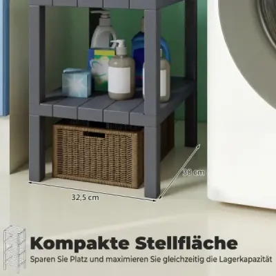 Stand stand independent din plastic 4 Stufiges Badregal Schmal raft de bucătărie gri