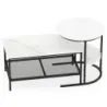 Masa de cafea combinata 2 piese set de masuta de cafea cu placa de marmura artificiala neagra