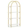 4 etaj raft curbat cu cadru metalic &amp; placa de lemn Rack stand deschis Gold