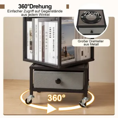4 stick stand raft pe role Bookcase cu placa de lemn & sertar tesatura Carte cos gri