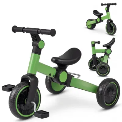 5-in-1 biciclete pentru copii biciclete de echilibru pentru copii cu pedale reglabile ghidon verde