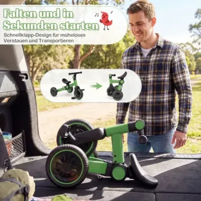 5-in-1 biciclete pentru copii biciclete de echilibru pentru copii cu pedale reglabile ghidon verde