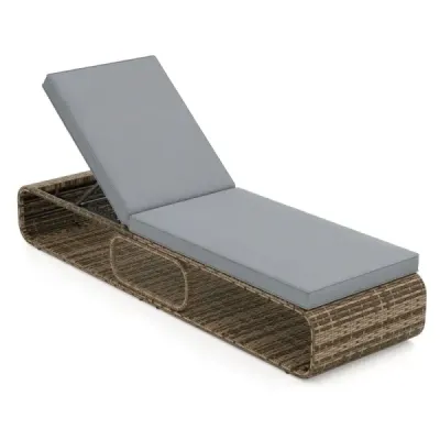 Soare Rattan cu suport & backrest reglabil Canapeaua balcon rezistent la vreme Grey