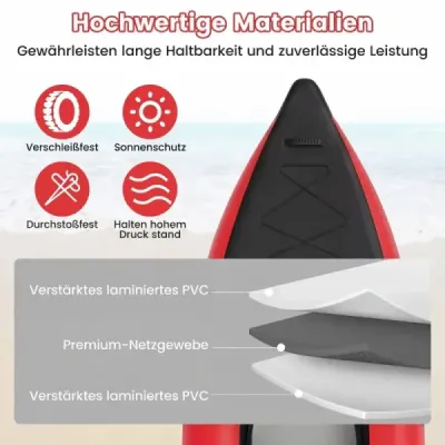 Set gonflabil de Kayak cu Aluminum Cudder și Eva cu scaun gonflabil Canoe roșu