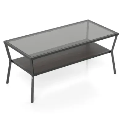 Tabel canapea rectangulară cu placă de sticlă temperată și geometrie Tablă de sticlă modernă cadru metalic