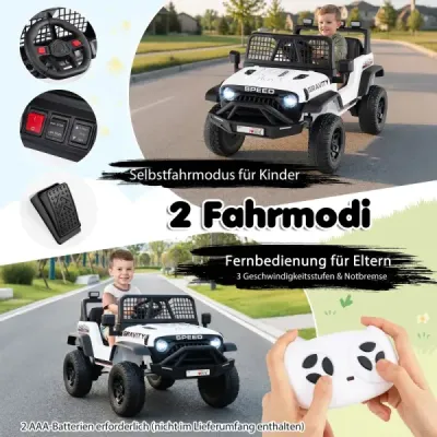24 V Masina electrica pentru copii cu telecomandă Muzică Hupă LED Spotlight (Alb)