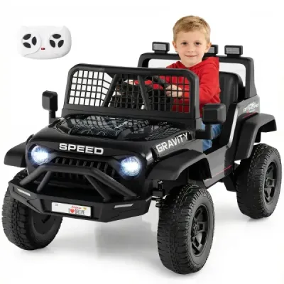 24 V vehicul pentru copii masina pentru copii electrice cu telecomandă Muzică Hupă LED Spotlight (Negru)