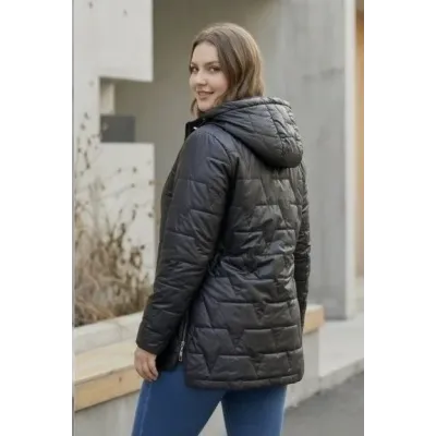 Jacheta cu glugă subțire plus dimensiunea Goodlookin negru (B8576-1)