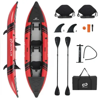 Set gonflabil de Kayak cu Aluminum Cudder și Eva cu scaun gonflabil Canoe roșu