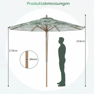 Umbrela de 270 cm cu reglare de înclinare 30° verde tip ventilat