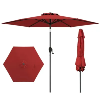 Parasol cu manivelă & 6 coaste Side by 35° Umbrela Kinkable Market Roșu