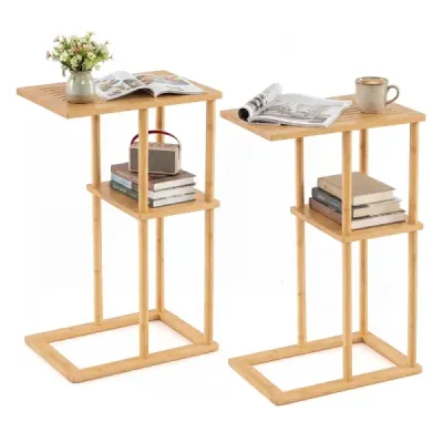a doua Stabilește lateral Tabel de la Bamboo Compact Sofa Masă pat de masă pentru dormitor de zi natura