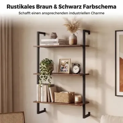 3 Stuffed Wall Rack cu cadru metalic Smooth Kitchen Rack Depozit Brown