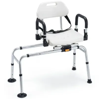 Duş rotibil Stool Slidable Duş Bench cu mâner de siguranţă Curea alb