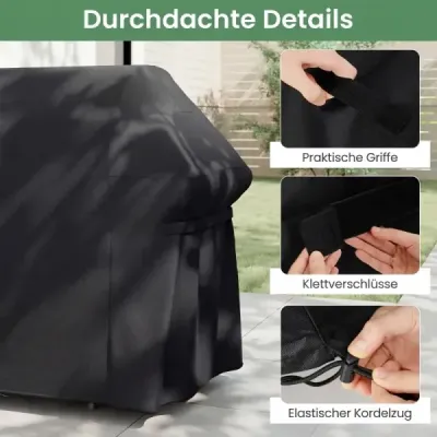 Capac pentru grătar cu cordon Velcro închidere rezistent la apă Acoperit exterior negru