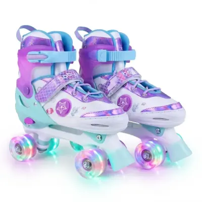 Pantofi rulanti pentru copii 4 Dimensiuni patine reglabile Quad cu roți luminoase L (UE 37-41)