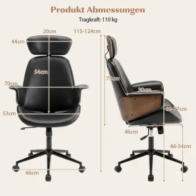 Scaun de birou ergonomic cu braț arc & backrest & headrest Scaun birou