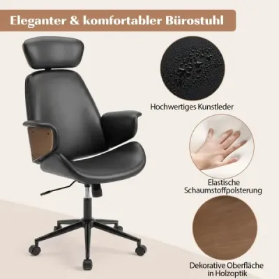 Scaun de birou ergonomic cu braț arc & backrest & headrest Scaun birou