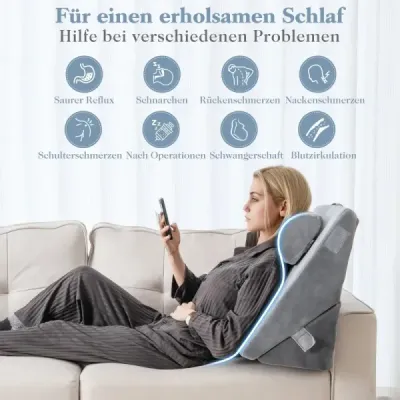 3 Set parţial de Cushion Memorie a aerului ortopedic Rășini de spumă ajută cu Snoring Sodburn gri
