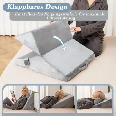 3 Set parţial de Cushion Memorie a aerului ortopedic Rășini de spumă ajută cu Snoring Sodburn gri