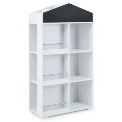 Copii Bookcase House Forma 13 compartimente Tabel 64x30x116 5cm Alb pentru camera pentru copii alb