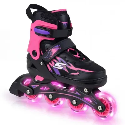 Copii Inlineskates 7 9 ani 4 compartiment Siguranţă reglabilă pentru începători roz