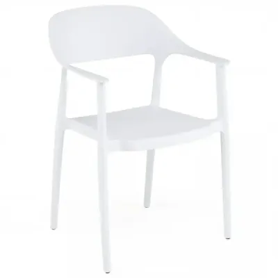Dining scaun din plastic rezistent la vreme Stackable Armrest 150 kg Încărcat în aer liber alb