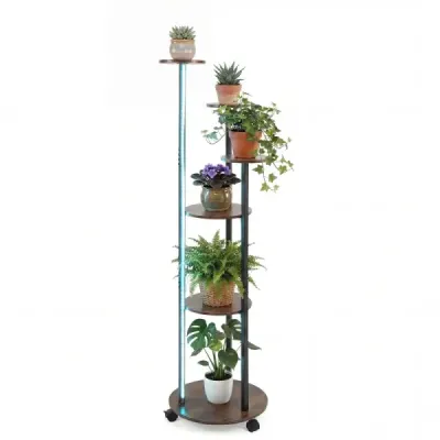 6 Stufig Plant Stand Fixing Rolls 16 Culori LED-uri Lights Remote Control Rollbar pentru plante Decoratiuni Rustic Brown + Negru