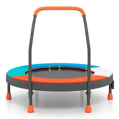 90cm Mini Trampolină Cu lumini mâner spuma pliabil pentru copii mici portocaliu + albastru