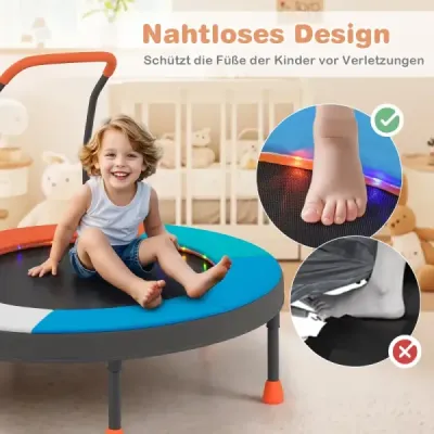 90cm Mini Trampolină Cu lumini mâner spuma pliabil pentru copii mici portocaliu + albastru