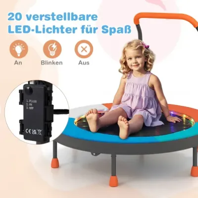 90cm Mini Trampolină Cu lumini mâner spuma pliabil pentru copii mici portocaliu + albastru