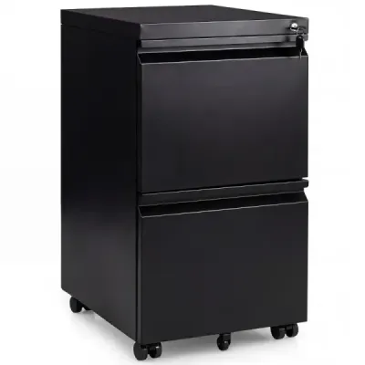 Metal Lockable Rolling Container cu 2 sertare și caz de înregistrare negru