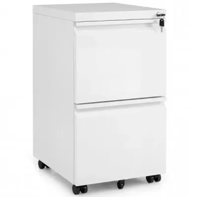 Metal Lockable Rolling Container cu 2 sertare & Caz de inregistrare alb