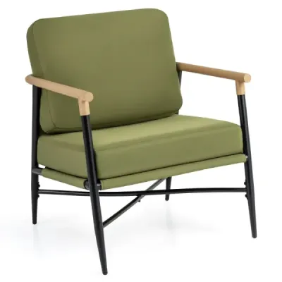 Modern Lounge scaun detașabil Pernă cadru metalic confortabil pentru camera de zi dormitor birou verde