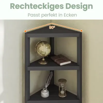 raft colţ 4 etaje librărie colţ cu rafturi deschise stand expoziţional liber (negru)