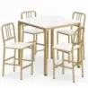 Culoare 5 Dining parţial Group Metal Frame Industrial 4 Bar Stool spațiu de economisire pentru sala de mese aur și alb