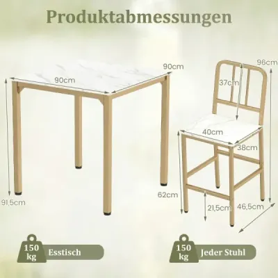 Culoare 5 Dining parţial Group Metal Frame Industrial 4 Bar Stool spațiu de economisire pentru sala de mese aur și alb