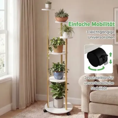 Stand de plante 6 etape cu LED 16 culori telecomanda rollable alb + aur