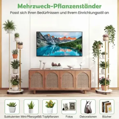 Stand de plante 6 etape cu LED 16 culori telecomanda rollable alb + aur