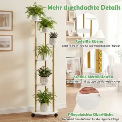 Stand de plante 6 etape cu LED 16 culori telecomanda rollable alb + aur