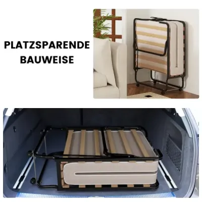 Pat pliant 80x200 Cm de memorie Saltea Rolls Pentru oaspeţi Italia Negru