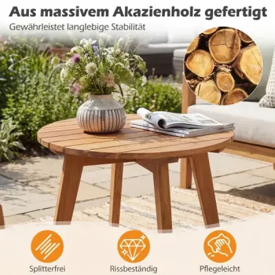 Masa laterala lemn Acacia rotund pentru interior în afara Balcon Garden Natura