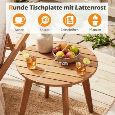 Masa laterala lemn Acacia rotund pentru interior în afara Balcon Garden Natura