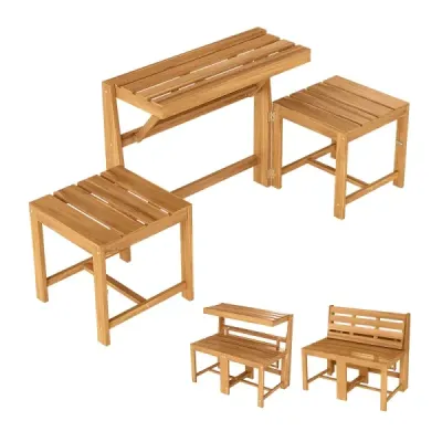 3 In 1 gradina mobila set lemn decapotabil pentru gradina veranda natura