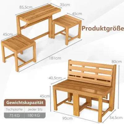 3 In 1 gradina mobila set lemn decapotabil pentru gradina veranda natura